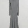 Discount & Other Stories Flared Rib Midi Dress Grey