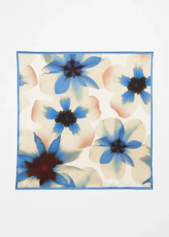 Sale & Other Stories Floral Silk Scarf Dusty Blue