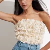 Best Sale & Other Stories Floral-Appliqué Bustier Top Cream