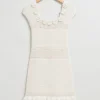 Sale & Other Stories Floral-Appliqué Crochet Dress Cream