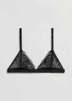 Sale & Other Stories Floral-Lace Soft Bra Black