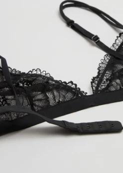 Sale & Other Stories Floral-Lace Soft Bra Black