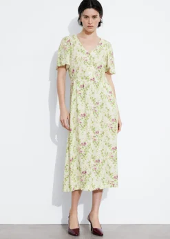 Hot & Other Stories Flutter-Sleeve Midi Dress