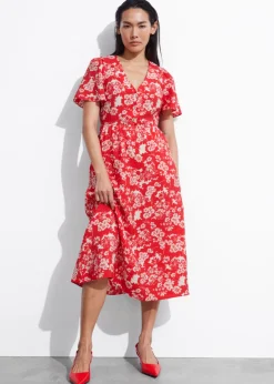 Hot & Other Stories Flutter-Sleeve Midi Dress