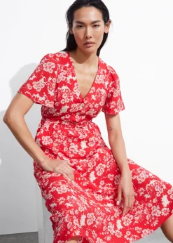 Hot & Other Stories Flutter-Sleeve Midi Dress