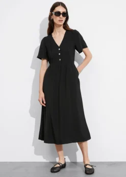 Hot & Other Stories Flutter-Sleeve Midi Dress