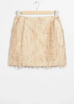 Fashion & Other Stories Frayed Mini Skirt Beige