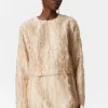 Clearance & Other Stories Frayed Top Beige