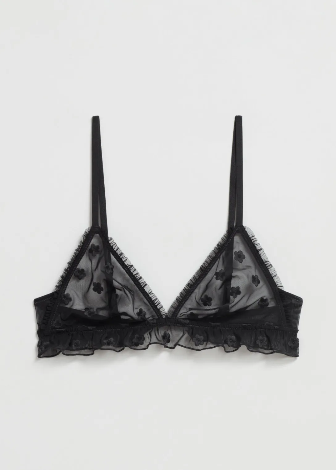Clearance & Other Stories Frilled Sheer Soft Bra Black