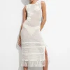 Store & Other Stories Fringed Crochet Midi Dress White