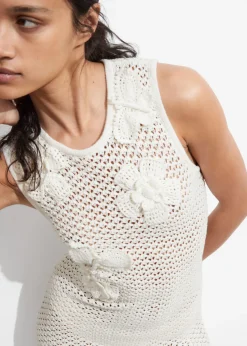 Store & Other Stories Fringed Crochet Midi Dress White