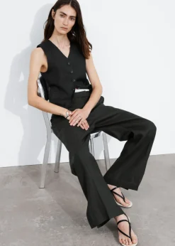 Best Sale & Other Stories Fringed Leather Sandals Black