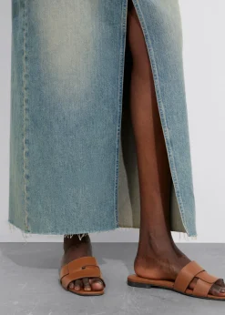 Clearance & Other Stories Front-Slit Denim Midi Skirt Faded Blue