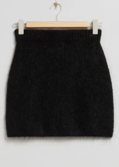 Discount & Other Stories Fuzzy Knit Mini Skirt Black