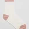 Hot & Other Stories Glitter Lined Rib Socks Cream/Camel