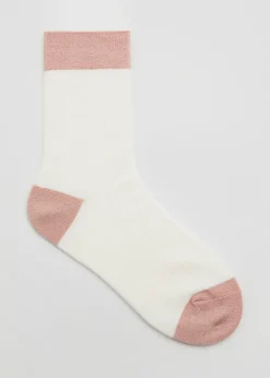 Hot & Other Stories Glitter Lined Rib Socks Cream/Camel