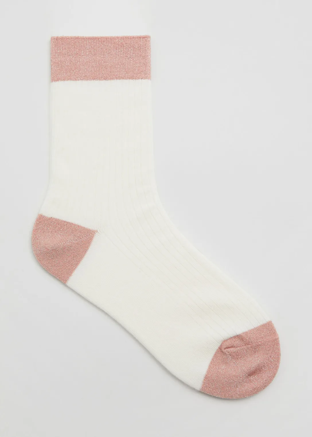 Hot & Other Stories Glitter Lined Rib Socks Cream/Camel