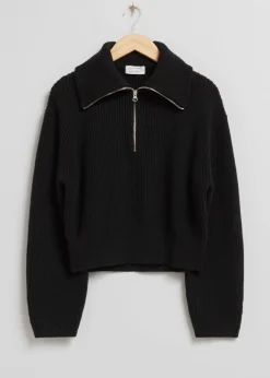 Best Sale & Other Stories Half-Zip Knit Sweater Black