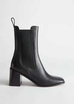Cheap & Other Stories Heeled Leather Chelsea Boots Black