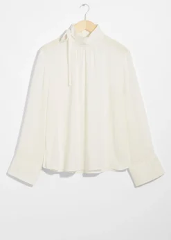 New & Other Stories High-Collar Silk Blouse