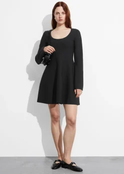Store & Other Stories Knitted Peplum Mini Dress Black