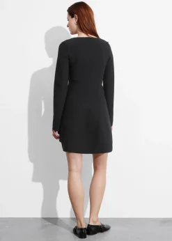 Store & Other Stories Knitted Peplum Mini Dress Black