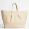 Discount & Other Stories Large Embossed Leather Tote Ivory