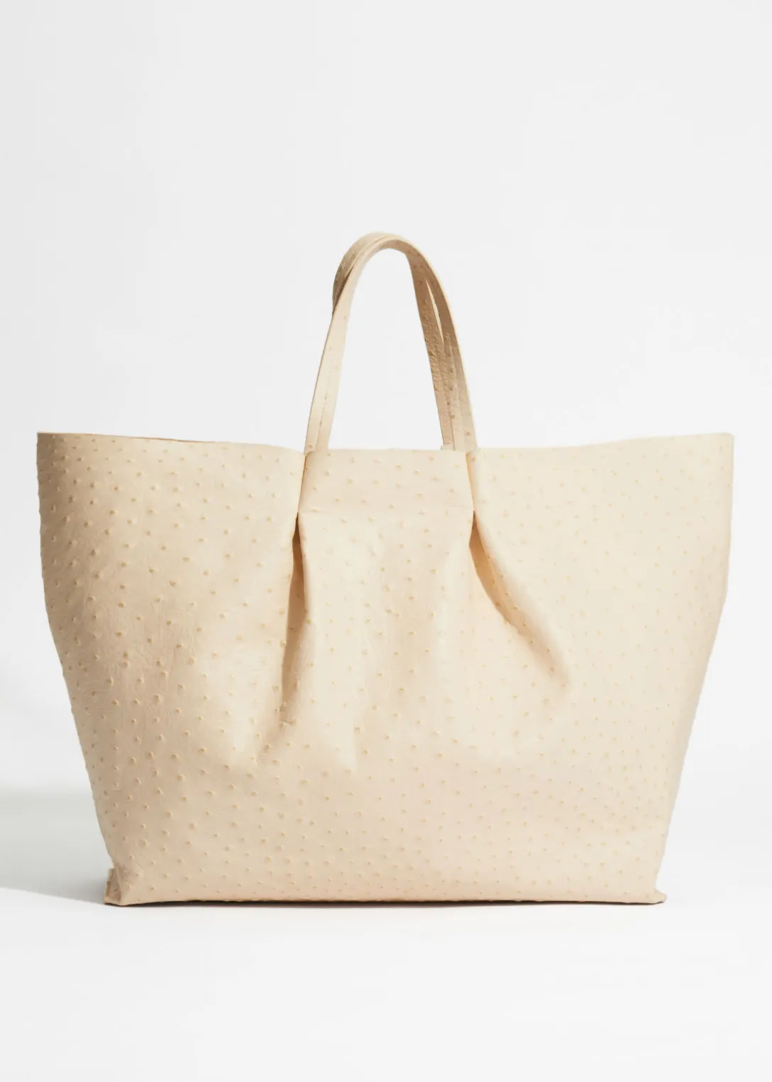 Discount & Other Stories Large Embossed Leather Tote Ivory