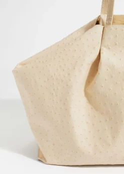 Discount & Other Stories Large Embossed Leather Tote Ivory