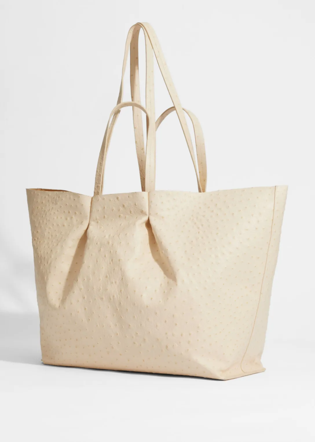 Discount & Other Stories Large Embossed Leather Tote Ivory