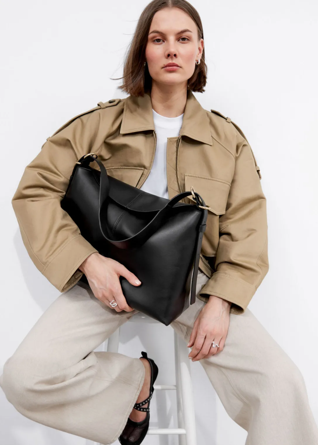 Outlet & Other Stories Large Leather Shoulder Bag