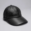 Clearance & Other Stories Leather Baseball Cap Black