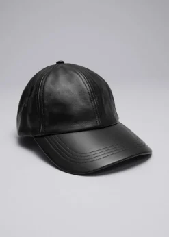 Clearance & Other Stories Leather Baseball Cap Black