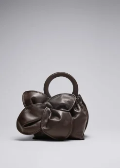 Online & Other Stories Leather Blossom Bag Mahogany