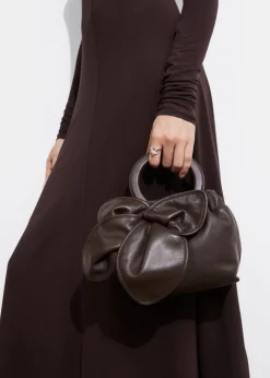 Online & Other Stories Leather Blossom Bag Mahogany
