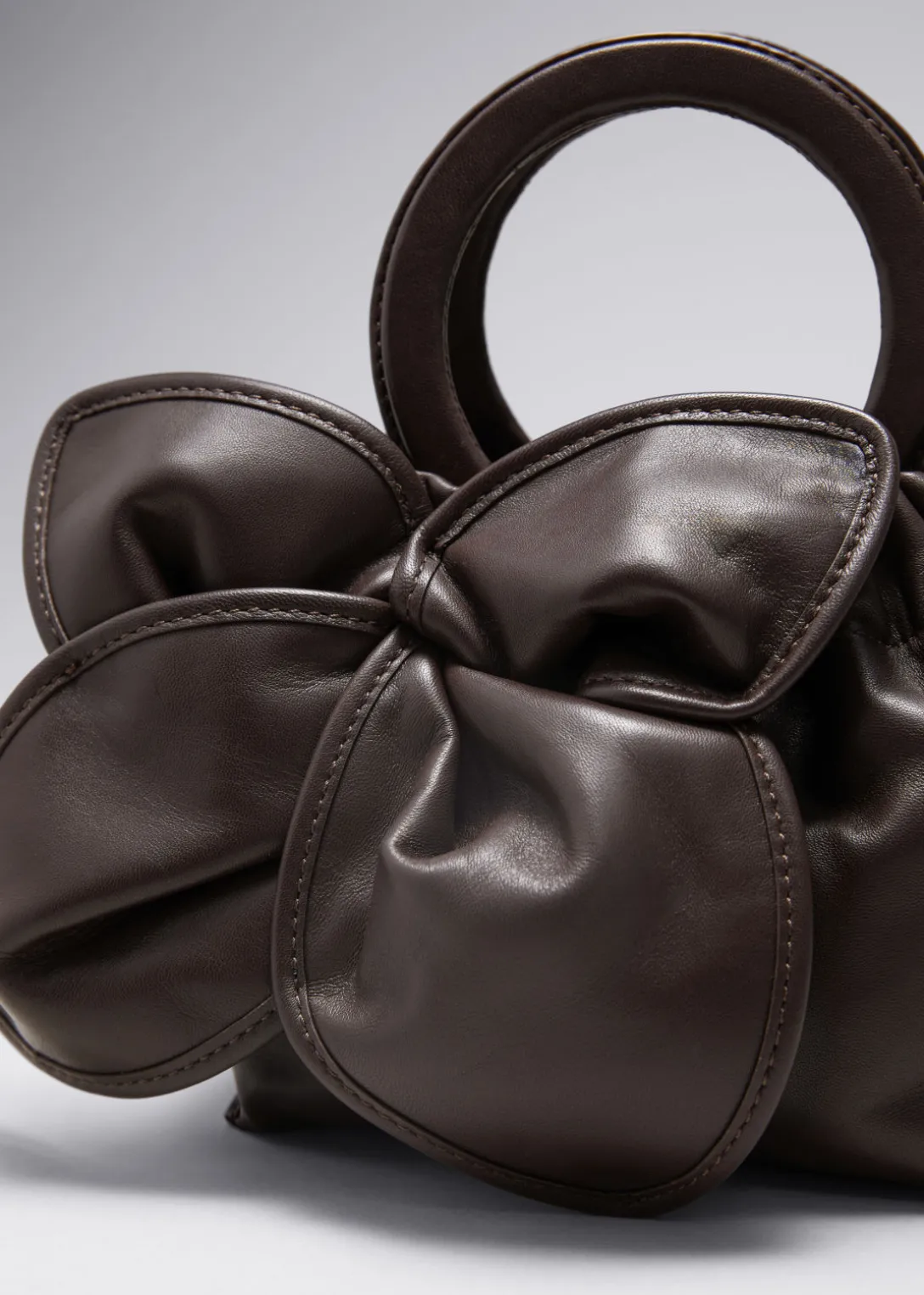 Online & Other Stories Leather Blossom Bag Mahogany