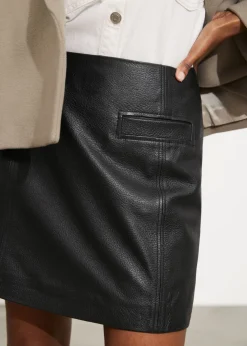 Outlet & Other Stories Leather Mini Skirt Black