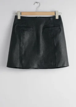 Outlet & Other Stories Leather Mini Skirt Black