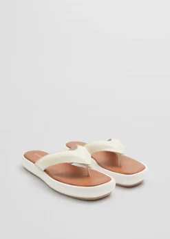 Cheap & Other Stories Leather Platform Flip Flops Ivory