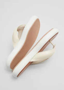 Cheap & Other Stories Leather Platform Flip Flops Ivory