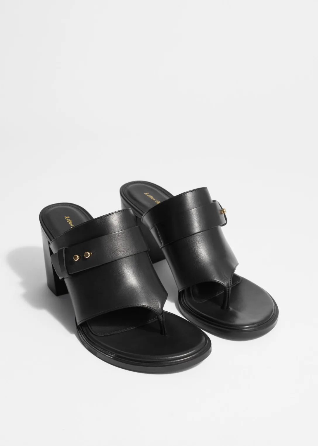 Flash Sale & Other Stories Leather Toe-Thong Mules Black