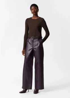 Hot & Other Stories Leather Trousers Dark Purple