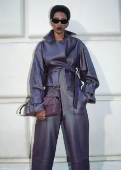 Hot & Other Stories Leather Trousers Dark Purple