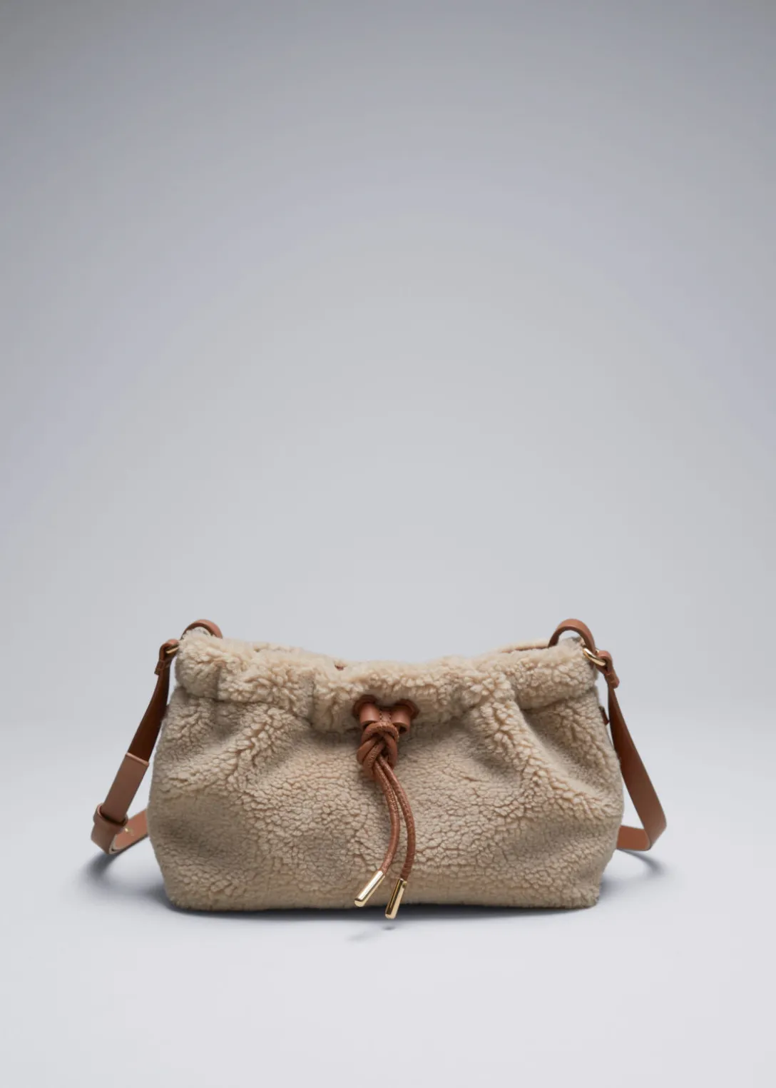 Shop & Other Stories Leather-Trimmed Pile Bag Beige
