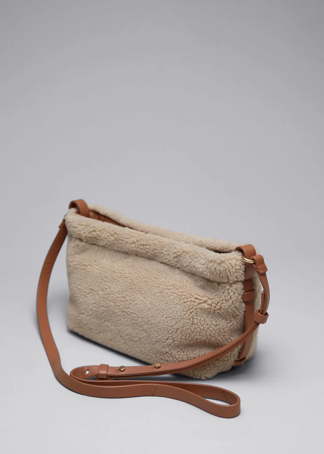 Shop & Other Stories Leather-Trimmed Pile Bag Beige