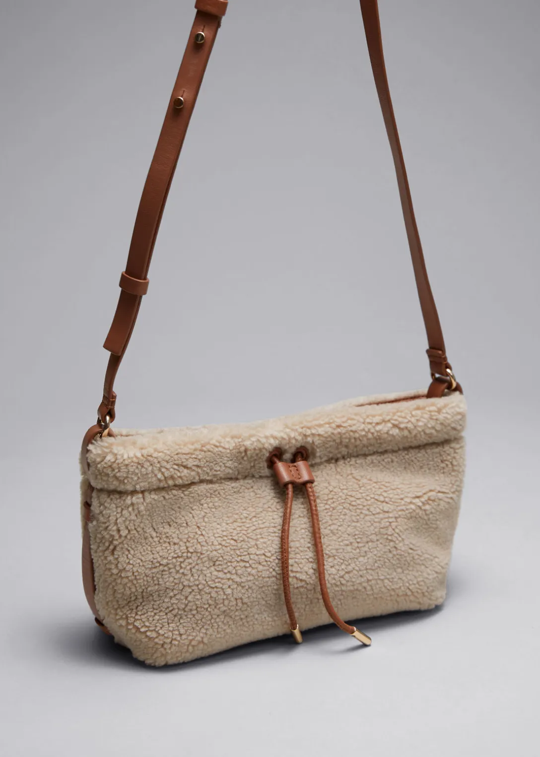 Shop & Other Stories Leather-Trimmed Pile Bag Beige