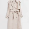 Cheap & Other Stories Linen Trench Coat Natural Beige
