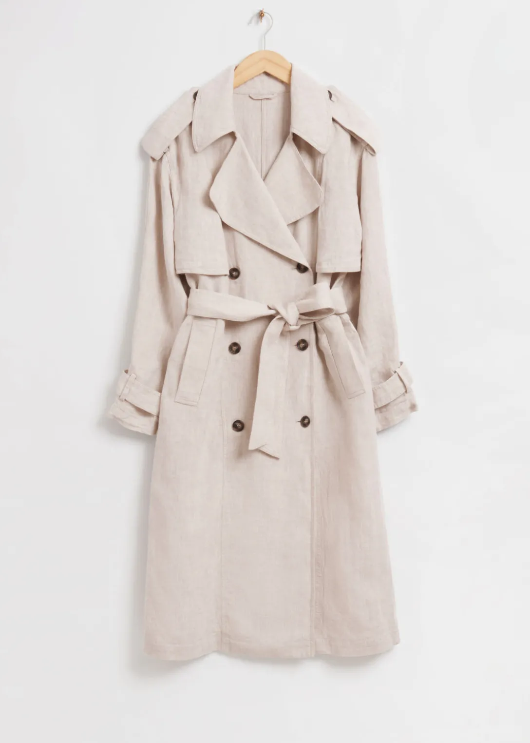 Cheap & Other Stories Linen Trench Coat Natural Beige
