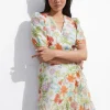 Best & Other Stories Linen Wrap Mini Dress White Floral Print