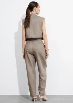 Flash Sale & Other Stories Linen-Blend Paperbag Trousers Mole